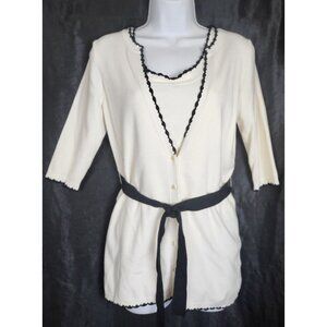 BELLDINI BELTED SET CARDIGAN SWEATER & TANK TOP SZ S IVORY/CREAM NWT FALL SPRING